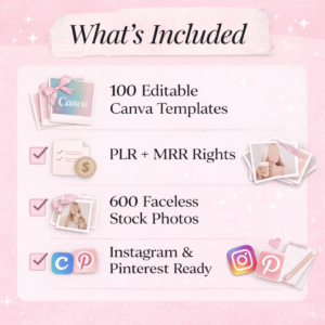 100 Aesthetic Pink Instagram Carousel Templates – Editable Canva PLR & MRR Bundle