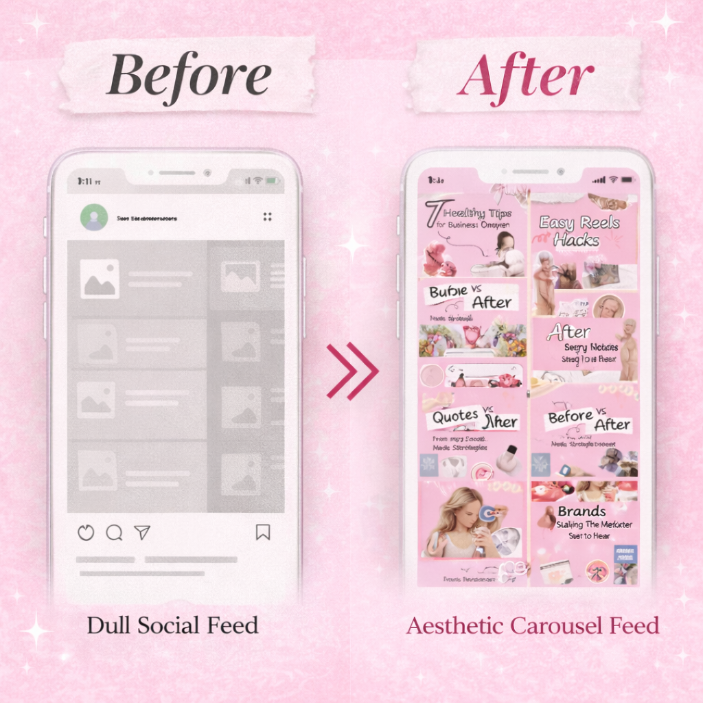 100 Aesthetic Pink Instagram Carousel Templates – Editable Canva PLR & MRR Bundle - Image 4