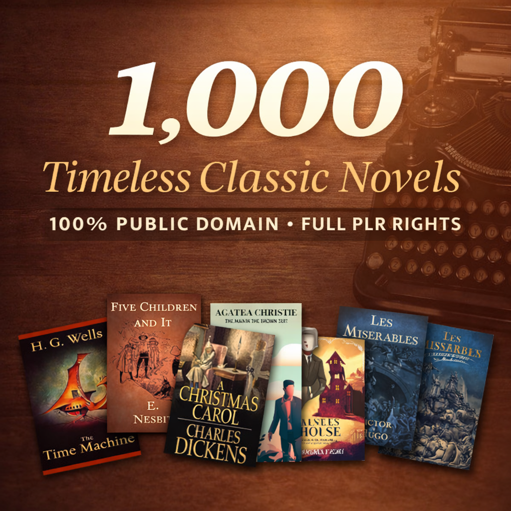 1000 Timeless Classic Novels Bundle – Public Domain eBooks with Full PLR Rights (Word, PDF, EPUB, AZW3)