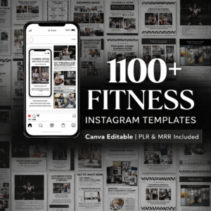 1100+ Fitness Instagram Templates Bundle – Canva Editable | PLR & MRR Resell Rights for Coaches, Gyms & Personal Trainers