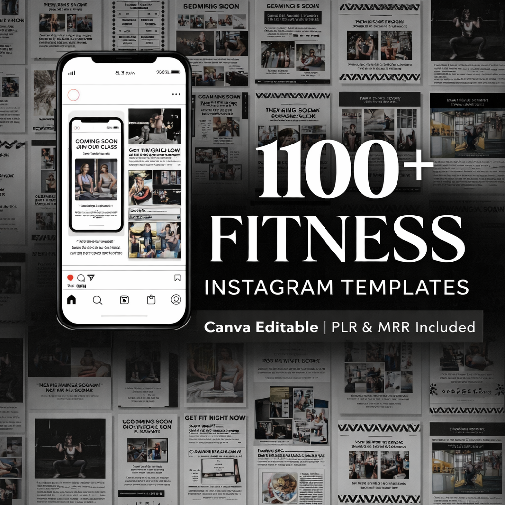 1100+ Fitness Instagram Templates Bundle – Canva Editable | PLR & MRR Resell Rights for Coaches, Gyms & Personal Trainers
