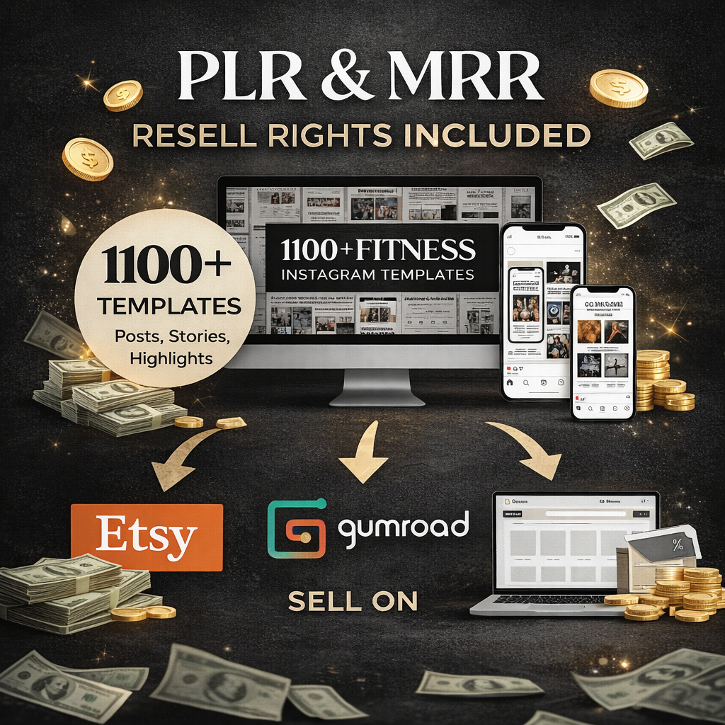 1100+ Fitness Instagram Templates Bundle – Canva Editable | PLR & MRR Resell Rights for Coaches, Gyms & Personal Trainers - Image 3