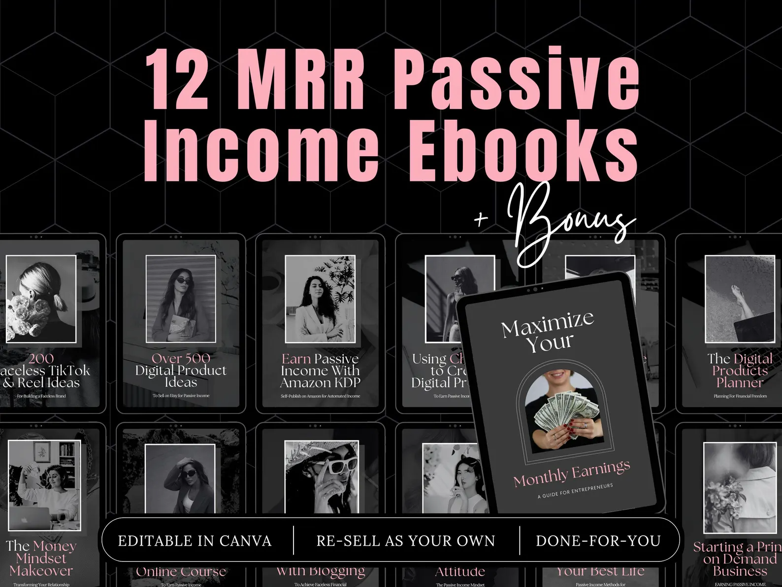 12 MRR Passive Income eBooks Bundle – PLR & Master Resell Rights Done-For-You Digital Products - Image 4