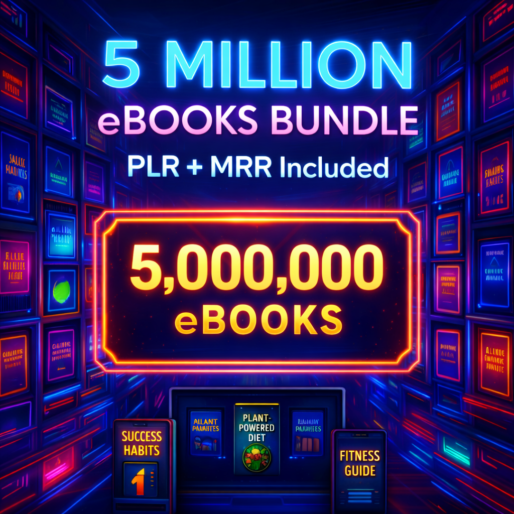 5 Million eBooks Mega Bundle (PLR + MRR) – Resellable eBooks for Passive Income & Digital Business