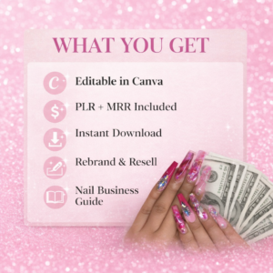 6-Figure Nail Tech Business PLR eBook | Editable Canva Nail Business Guide | Done-For-You Digital Product with Resell Rights