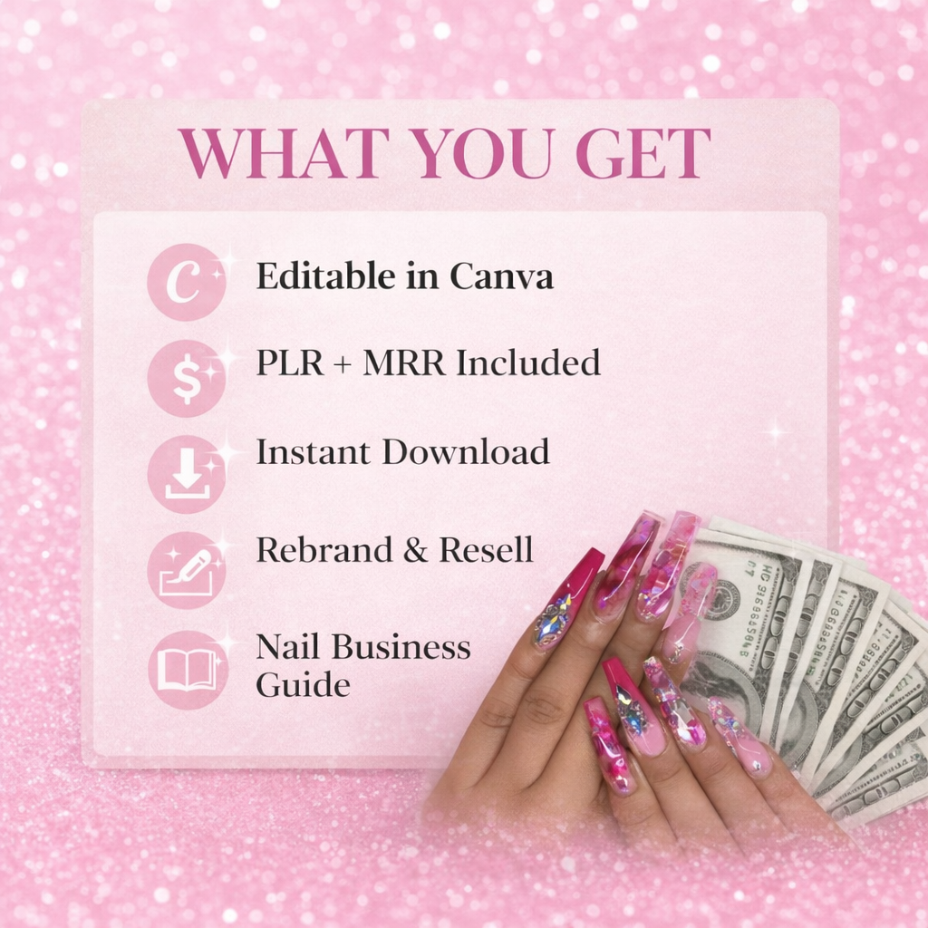 6-Figure Nail Tech Business PLR eBook | Editable Canva Nail Business Guide | Done-For-You Digital Product with Resell Rights - Image 2