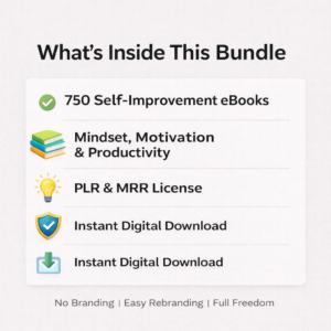 750 Self-Improvement eBooks Bundle with PLR & MRR Digital Library for Personal Development & Passive Income