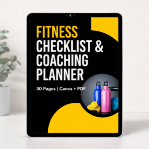Fitness Checklist & Coaching Planner (30 Pages) – PLR Resell Rights | Editable Canva + PDF – (PLR+MRR)