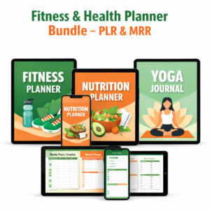 Fitness & Health Planner Bundle PLR & MRR – 7 Editable eBooks, 200+ Pages, Ready to Resell Canva Templates