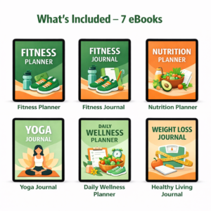 Fitness & Health Planner Bundle PLR & MRR – 7 Editable eBooks, 200+ Pages, Ready to Resell Canva Templates