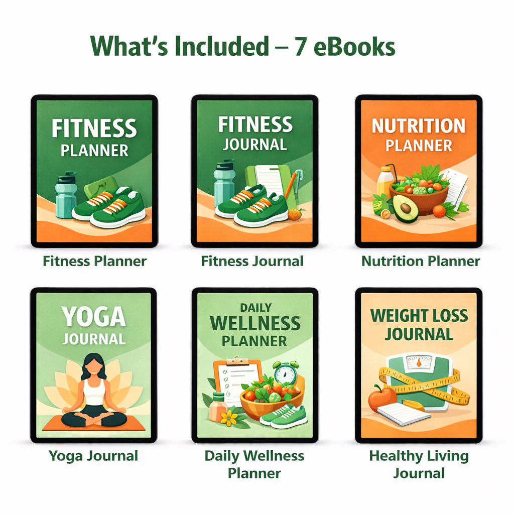 Fitness & Health Planner Bundle PLR & MRR – 7 Editable eBooks, 200+ Pages, Ready to Resell Canva Templates - Image 2