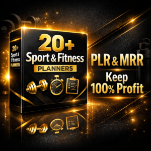 20+ Sport & Fitness Planners PLR & MRR Bundle – Canva Editable Weight Loss, Yoga & Health Trackers for Resale