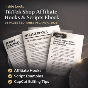 TikTok Shop Affiliate Hooks & Scripts Ebook (2025 Edition) | Monetize TikTok with MRR & PLR | Editable in Canva