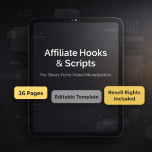 TikTok Shop Affiliate Hooks & Scripts Ebook (2025 Edition) | Monetize TikTok with MRR & PLR | Editable in Canva